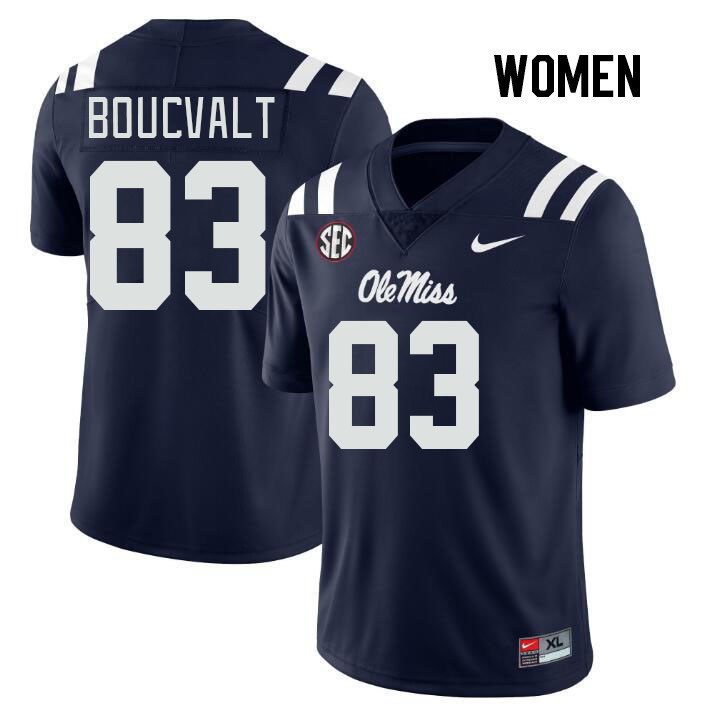 Women #83 Lex Boucvalt Ole Miss Rebels College Football Jerseys Stitched Sale-Navy
